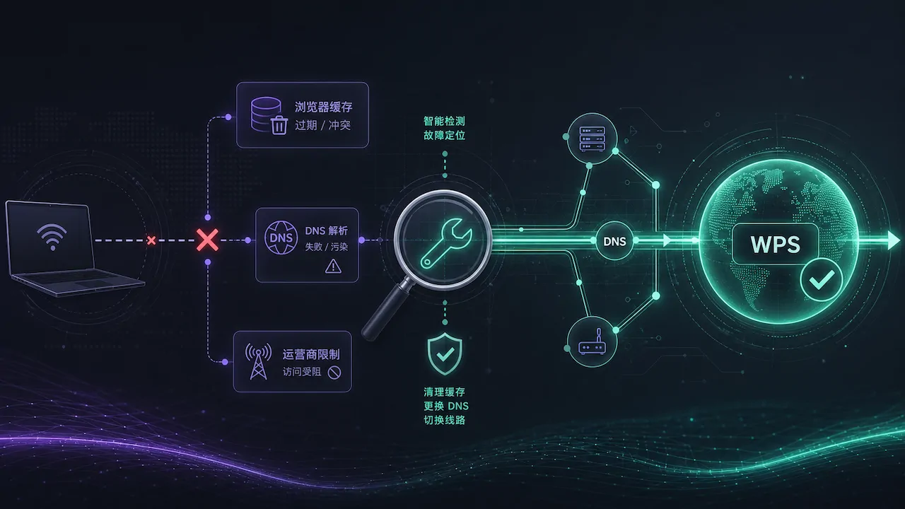 为什么访问WPS官网时页面显示无法连接？